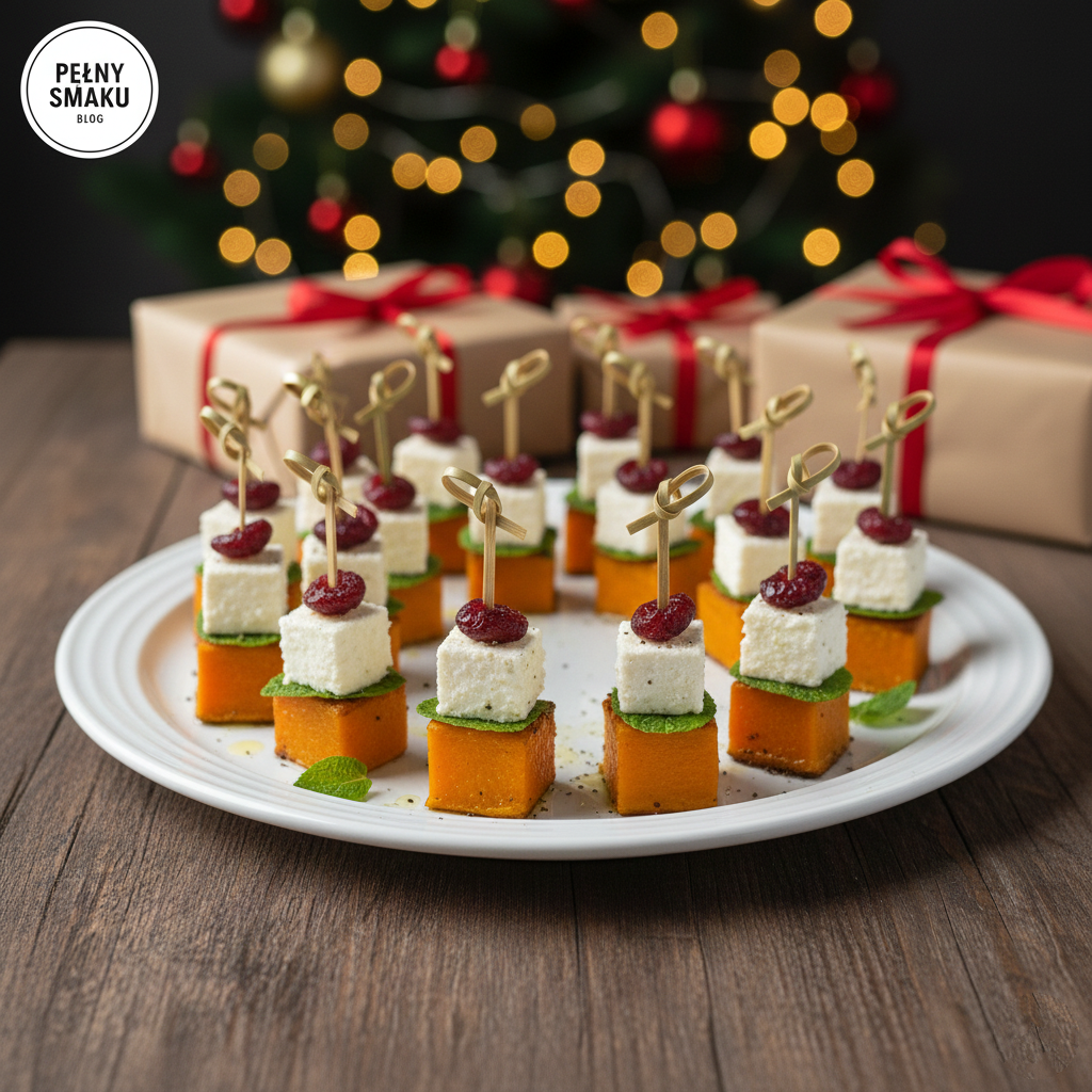 Kürbis-Feta-Spießchen mit Cranberries und Frischer Minze